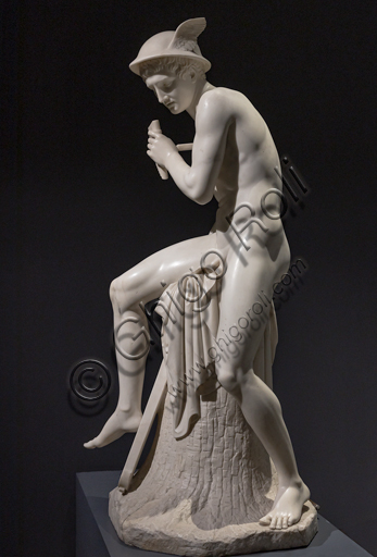 Thorvaldsen marble sculpture detail: Mercury and Argus Panoptes, neoclassical
