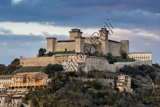 Panoramic view of Rocca Albornoz, the medieval stronghold of Spoleto