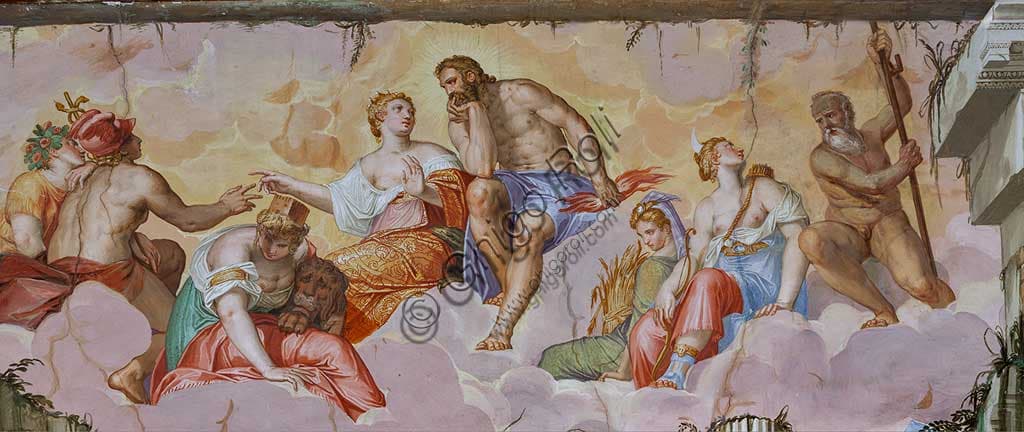 Giove, Giunone, Cibele e Mercurio nella Sala dell'Olimpo di Villa Godi