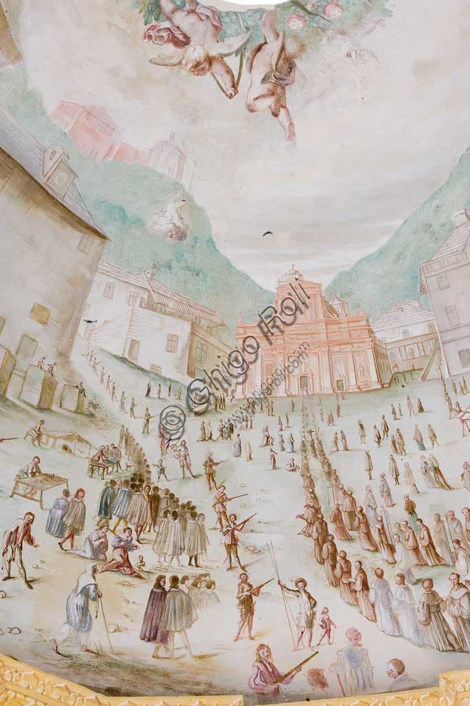 Affresco Volta Cappella Crocetta: Veduta a Volo d'Uccello del Santuario di Savona