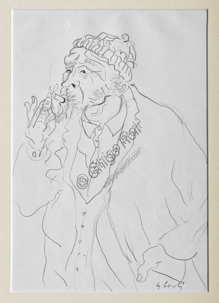 Gino Covili's 'The Smoker': Pencil Drawing from the Assicoop Unipol Collection