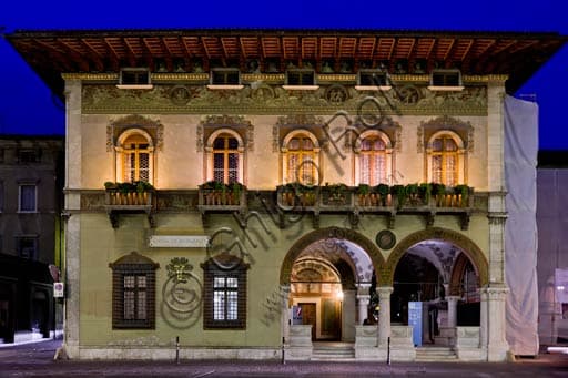Night View of Piazza Rosmini in Rovereto, Italy: Urban Landscape