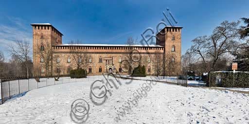 Visconteo Castle in Pavia Covered with Snow