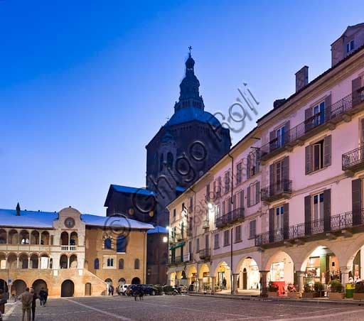 Broletto Square in Pavia: Night View of the Historic Center