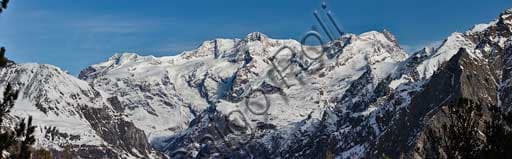 View of the Massif of Mount Rosa: Alpine Landscape in the Pennine Alps