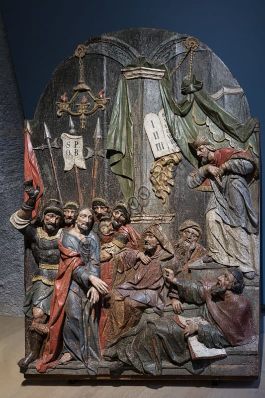 Tre rilievi lignei 'Caifa condanna Gesù' del Calvario di Banska Stiavnica