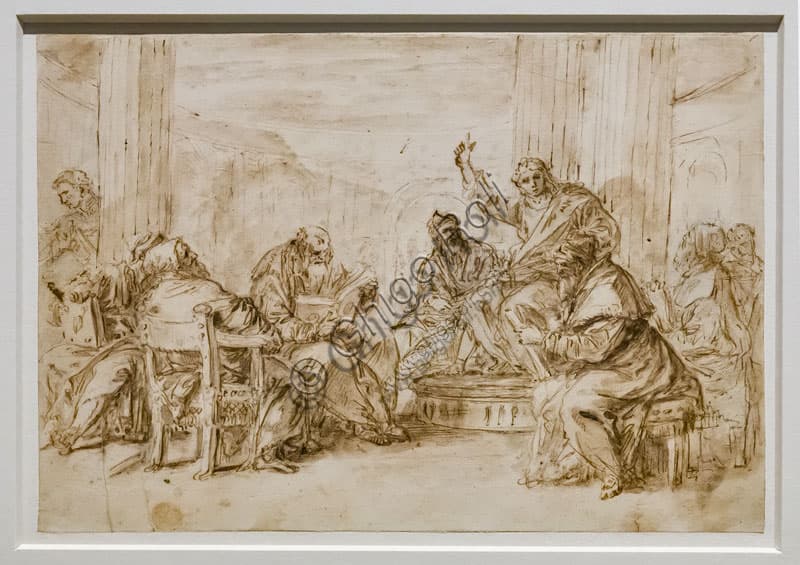 Disegno Barocco di Sebastiano Ricci: Cristo fra i dottori (1706-1725)