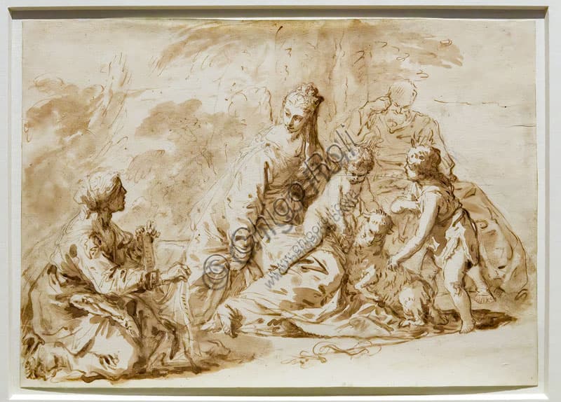 Sebastiano Ricci's Drawing: The Holy Family with Infant St. John and St. Anne