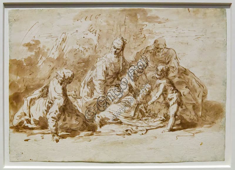 Sebastiano Ricci Drawing: The Holy Family with Infant St. John and St. Anne