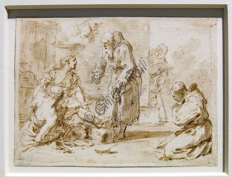 Disegno Barocco di Sebastiano Ricci: Analisi di una Scena Religiosa