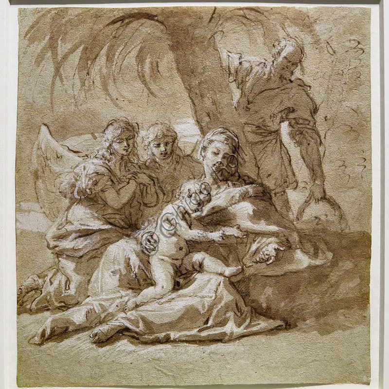 Baroque Drawing: Rest during the Flight into Egypt by Sebastiano Ricci