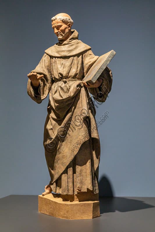 San Bernardino da Siena, scultura in terracotta policroma di Antonio Begarelli