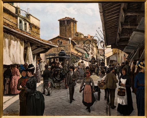 Giovanni Lessi: Passeggio a Ponte Vecchio a Firenze (1880-1885)