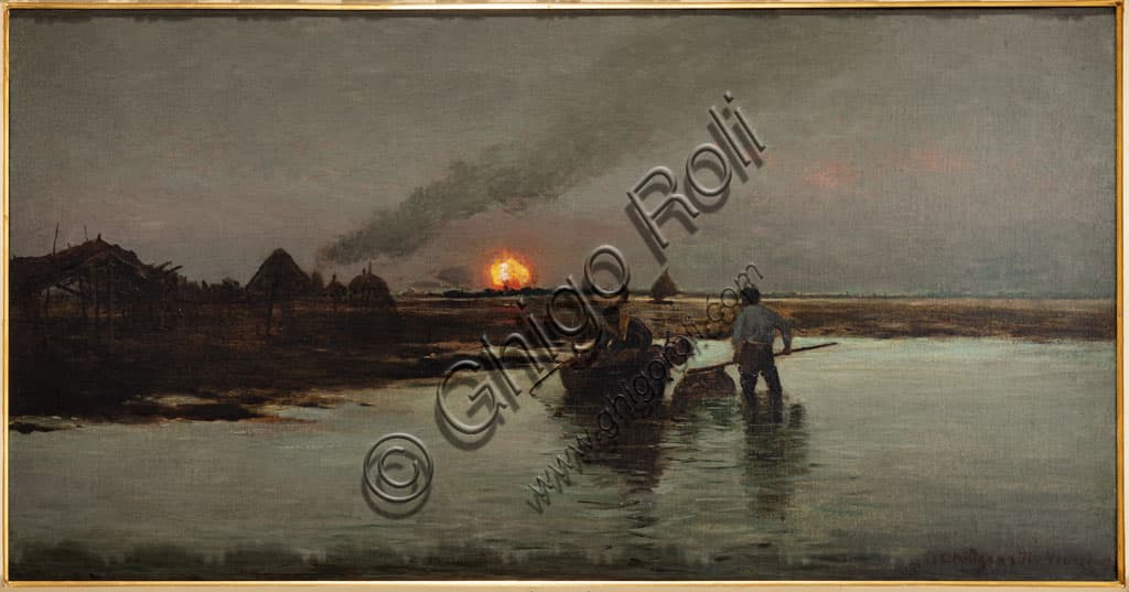 Pesca al tramonto di Giuseppe Miti Zanetti: analisi del dipinto