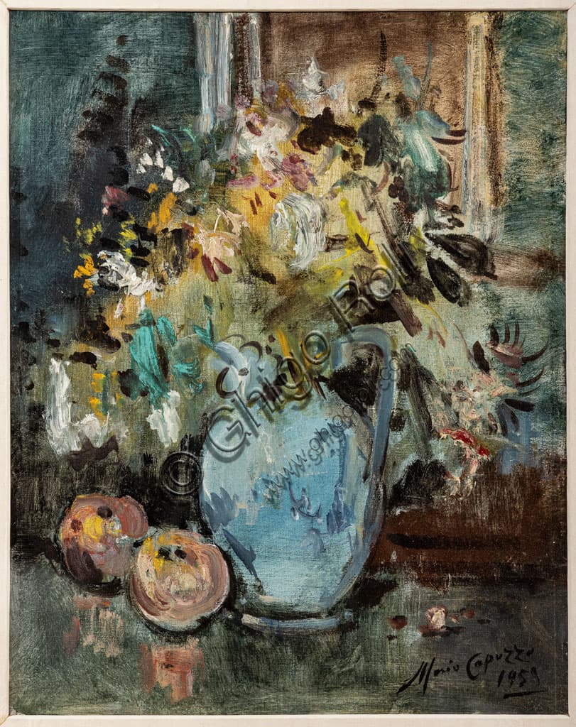 Mario Capuzzo: 'Vase of flowers' painting from the Assicoop Unipol collection