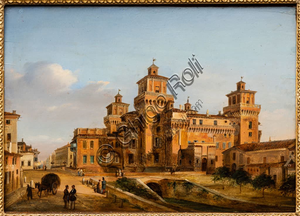 Ferrara Castle: Oil Painting by Chittò Giuseppe Barucchi - Assicoop Unipol Collection