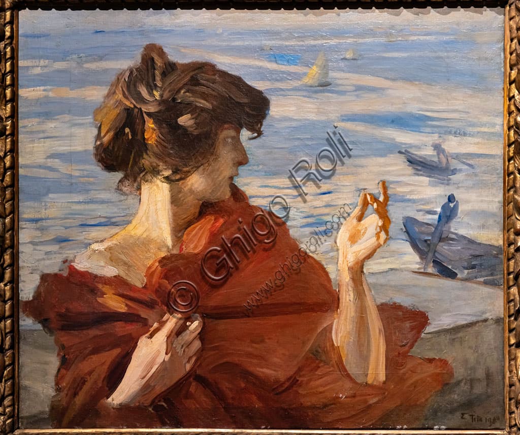 Sul Molo di Venezia: Dipinto di Ettore Tito (1900) - Olio su Tela