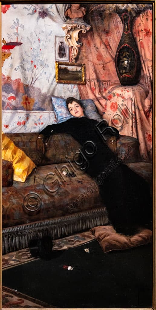 Signora sul sofà: Dipinto di Giuseppe Giani, 1891