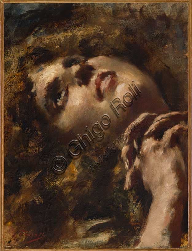 Viso femminile di Gaetano Previati: dipinto divisionista italiano
