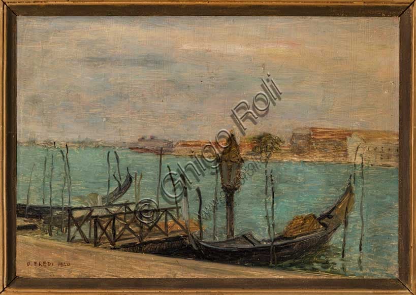 Oscar Eredi: Venice, Lagoon and Gondolas - Oil Painting on Panel