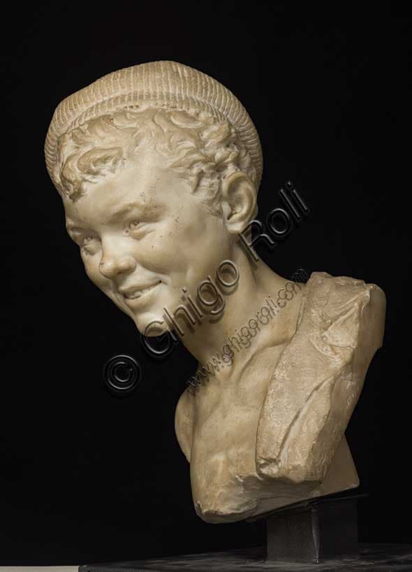 Bust of a Young Fisherman: 19th Century Italian Marble Sculpture by Luigi Legnani