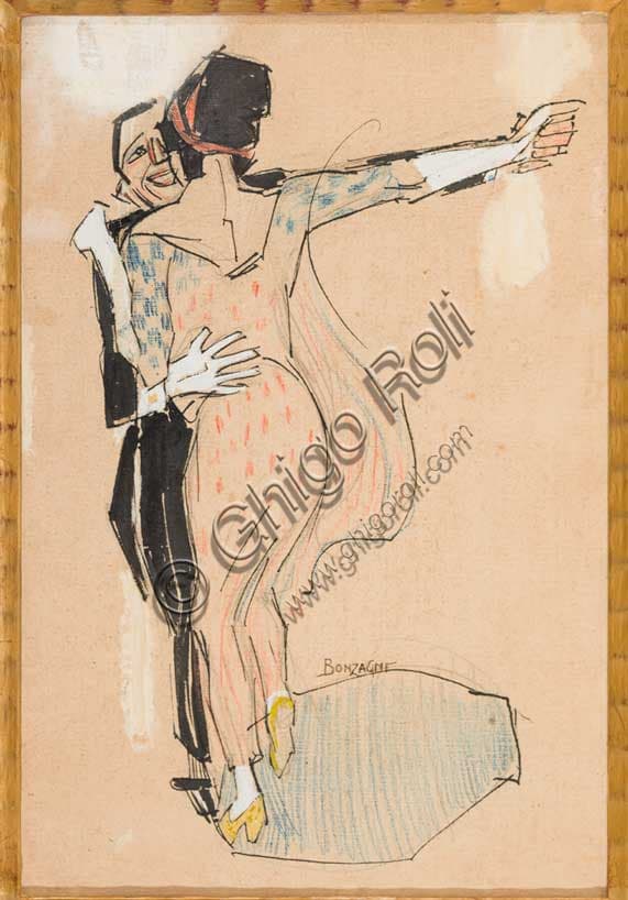 Tango by Aroldo Bonzagni: A Modernist Mixed Media Painting