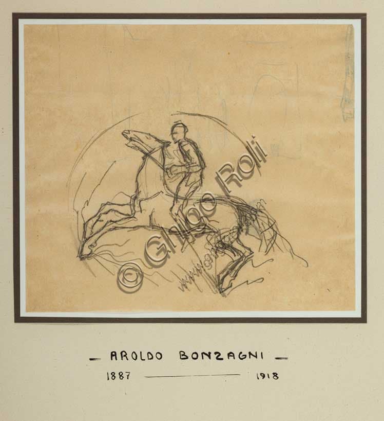 Knight by Aroldo Bonzagni: Italian Pencil Drawing on Paper