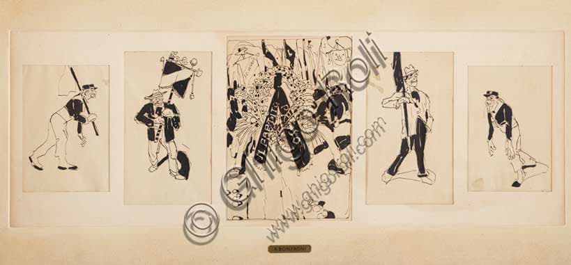 Partito Preso: Disegno a China di Aroldo Bonzagni (1918)