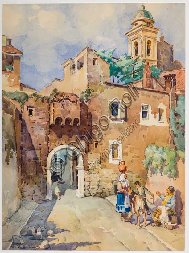 Ponte di S. Giuseppe: Acquerello di Arcangelo Salvarani