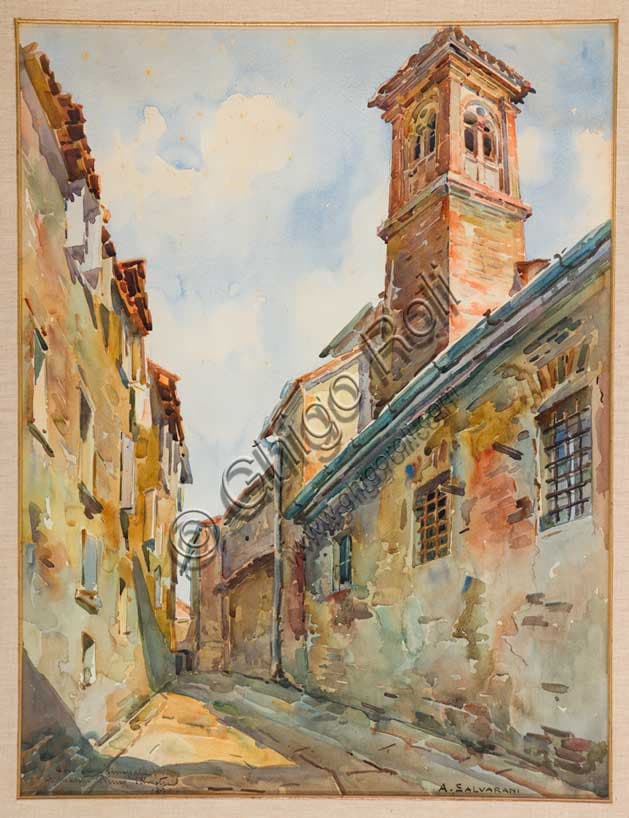 Acquerello Chiesa di San Paolo a Modena di Arcangelo Salvarani