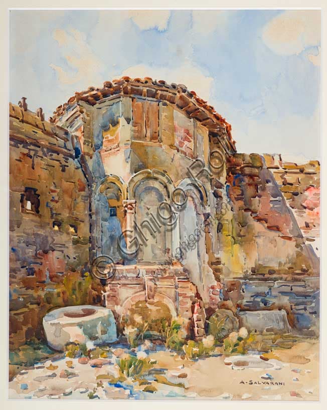 Acquerello del Castello di Carpi di Arcangelo Salvarani