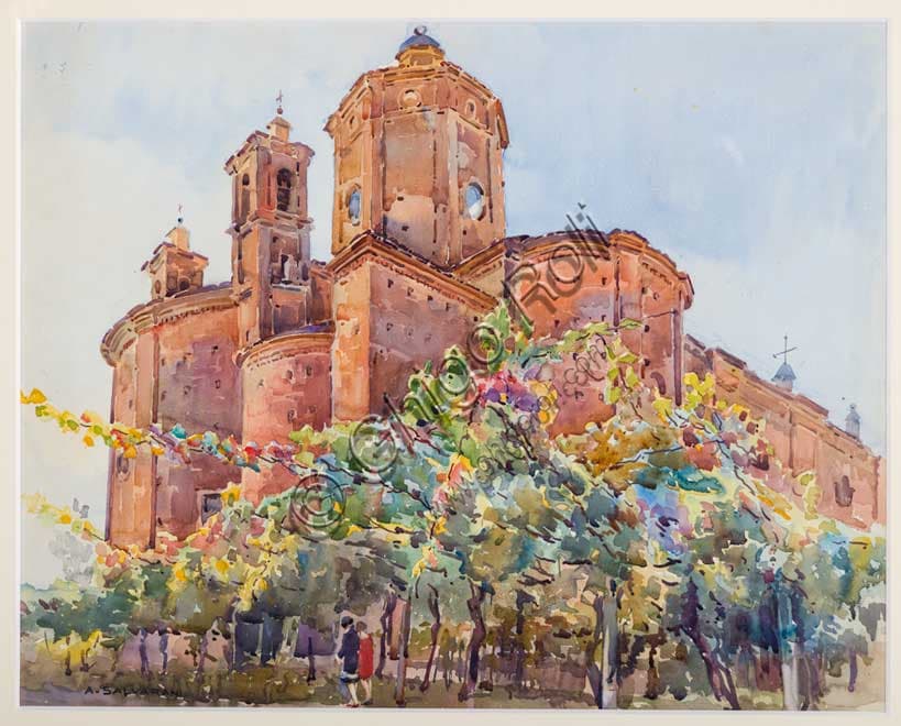 Chiesa di San Nicolò: Acquerello di Arcangelo Salvarani (1882-1953)