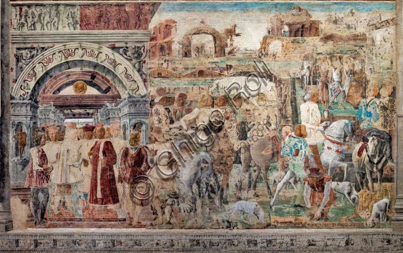 Affresco di Palazzo Schifanoia a Ferrara: Borso d'Este e l'ambasciatore veneziano