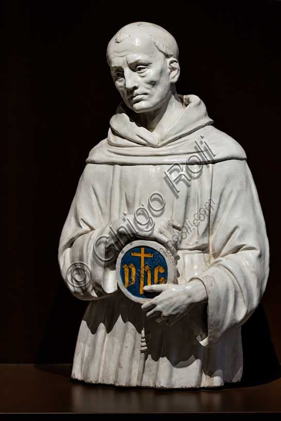 Andrea della Robbia: San Bernardino da Siena in terracotta invetriata (1495)