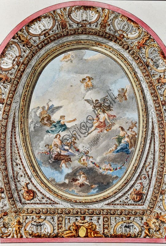 Watercolor of the Petit Trianon Theatre Ceiling by Claude-Louis Châtelet, 1781