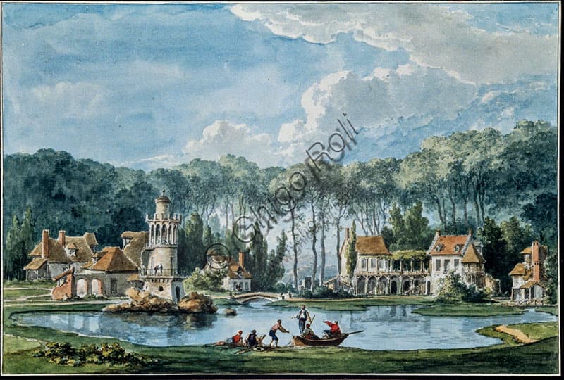 Veduta del Giardino del Petit Trianon: Acquerello di Claude-Louis Châtelet per Maria Antonietta
