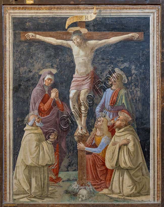 Crocifissione di Cristo tra la Madonna, san Benedetto, san Giovanni e san Romualdo: affresco del Ghirlandaio a Firenze