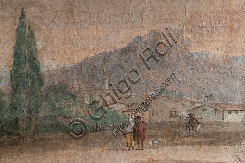 Affresco di Giandomenico Tiepolo: Amor e paesaggio veneto a Villa Valmarana