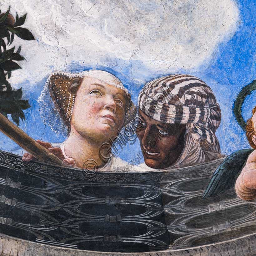 Oculo della Camera degli Sposi di Mantegna: Dettaglio della Dama e Serva