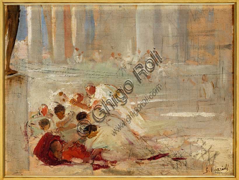 Bozzetto 'Personaggi in piazza' di Giovanni Muzzioli: Studio preparatorio