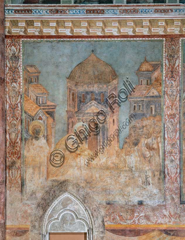 Affresco di Cimabue: San Pietro e San Giovanni guariscono uno storpio nella Basilica Superiore di Assisi