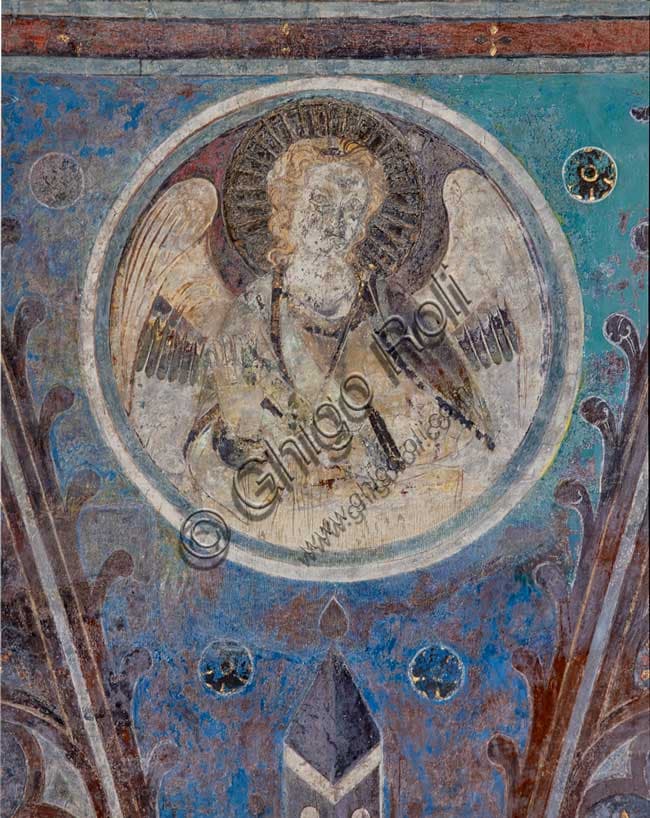 Tondo con angelo nella Basilica superiore di Assisi: affresco gotico (1275-1280)