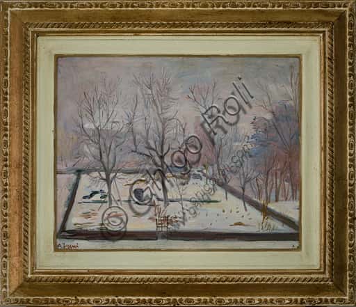 Achille Funi, 'Nevicata': Analisi del Dipinto a Olio su Tela