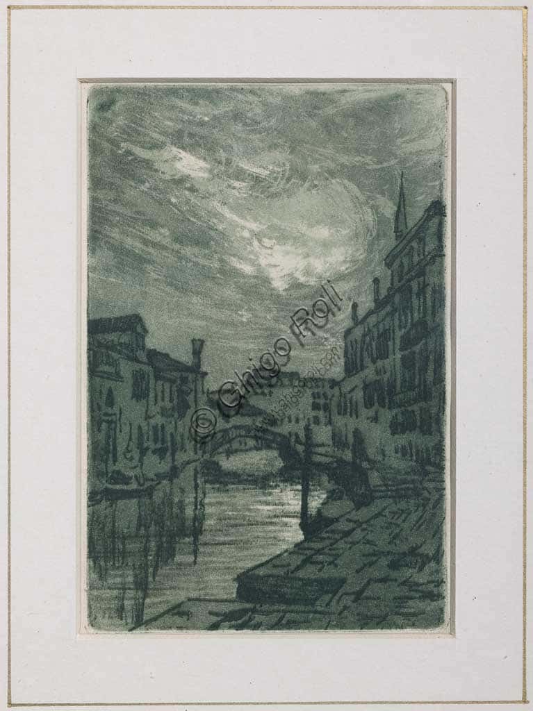 Etching "A Canal in Venice" by Giuseppe Miti Zanetti | Assicoop - Unipol Collection