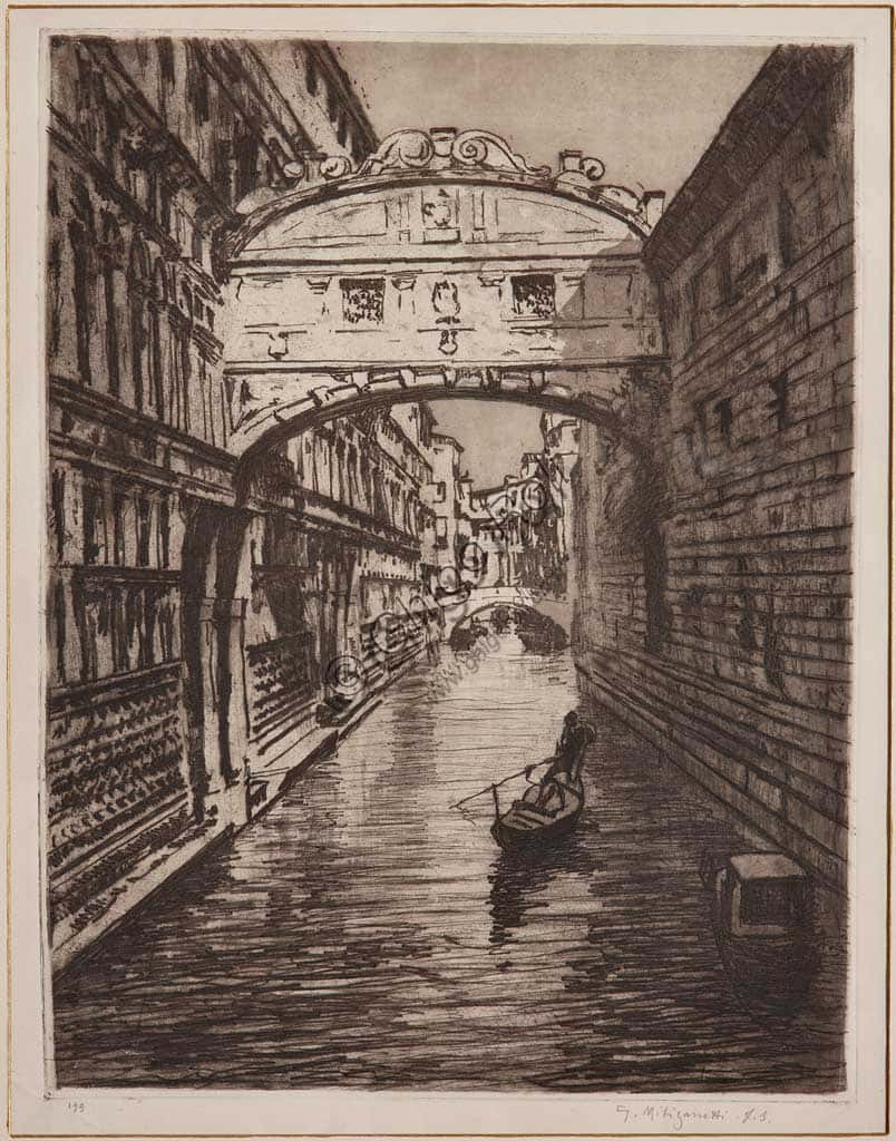 Acquaforte 'Ponte dei Sospiri' di Giuseppe Miti Zanetti | Collezione Assicoop