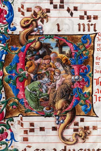 Adoration of the Magi by Liberale da Verona: Illuminated Manuscript Detail