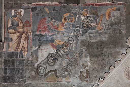 Byzantine-style Fresco Fragments in Genoa Cathedral's Left Aisle