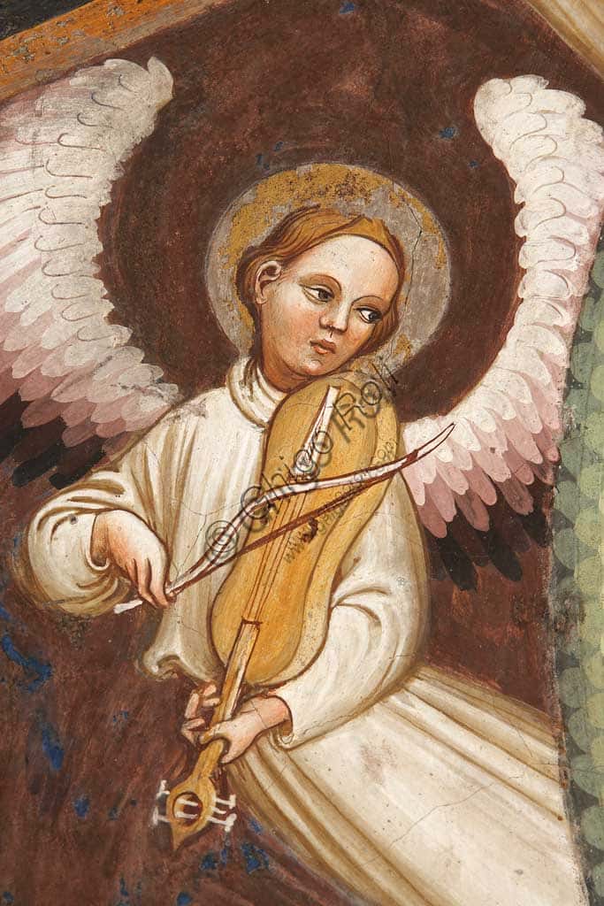 Affresco Assunzione della Vergine nella Rocca di Vignola: Angelo con Violino