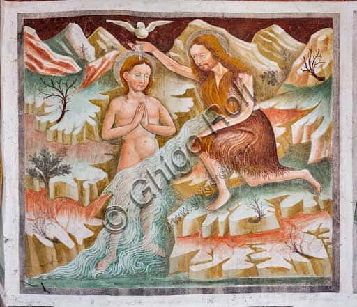 Jesus Christening: Fresco by Giacomo Borlone de Buschis (1471)