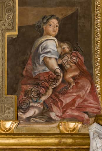 Charity by Giovanni Andrea Carlone in the Senarega Chapel of Genoa Cathedral